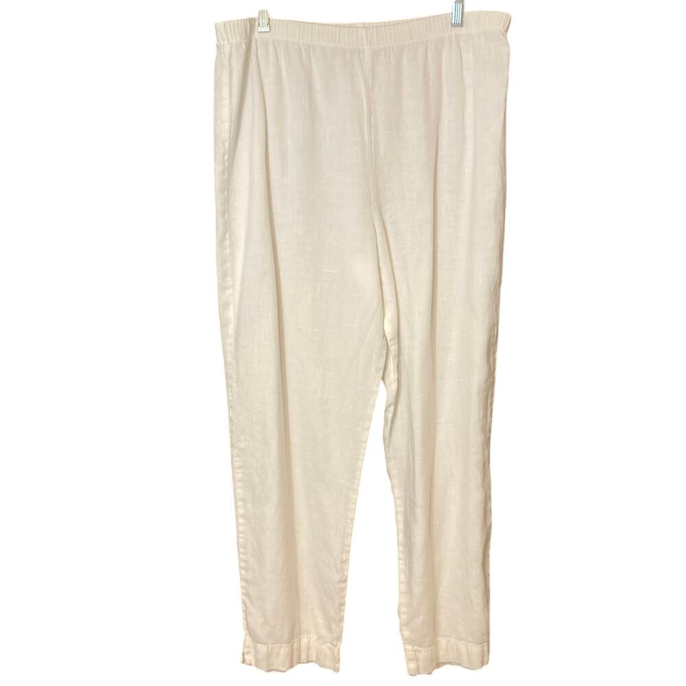 Marc Ware Hot Cotton Linen Cream Ivory White Pull On Casual Crop Capri Pants